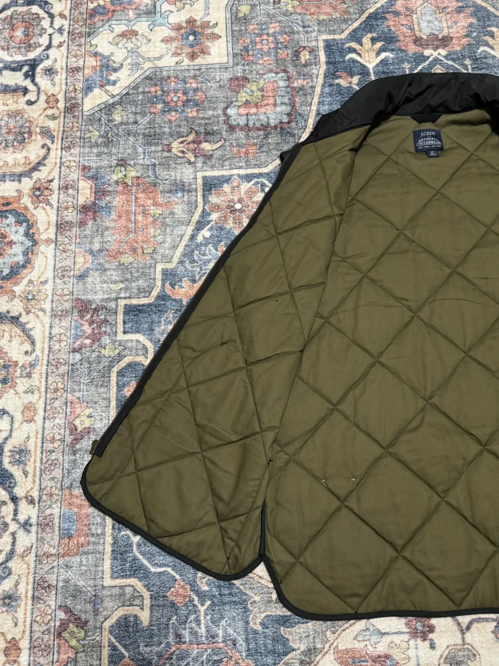 J. Crew Factory Quilted Vest in Black and Olive